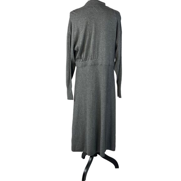 Alfani Petite Large PL Sweater Midi Dress Balloon Sleeve Stretch V-Neck Grey - Picture 4 of 9